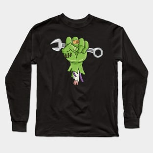 Funny Mechanics Zombie Hand Halloween Long Sleeve T-Shirt